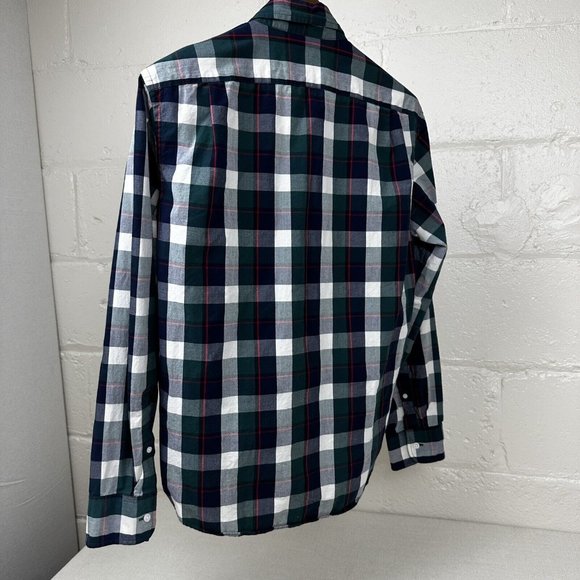 Mens - J. Crew - Button Up Shirt Size Large - Blue, Green & White Plaid - Picture 2 of 8